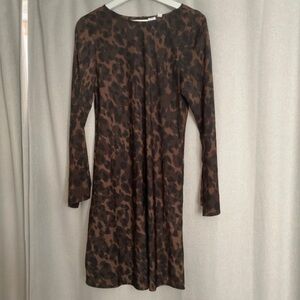 GAP Brown Leopard Print Long Sleeve Dress